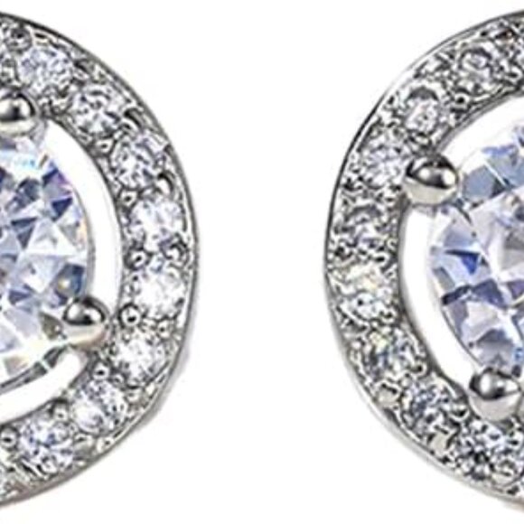 White Gold-Plated Cubic Zirconia Tiny Stud Earrings for Women - Picture 1 of 5